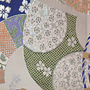 扇面に桜文様の丸帯 前中心