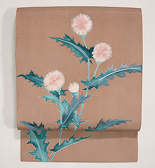 野アザミ刺繍名古屋帯