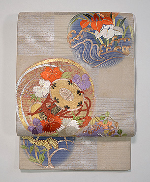 花丸紋様紗の袋帯