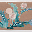 野アザミ刺繍名古屋帯　前中心