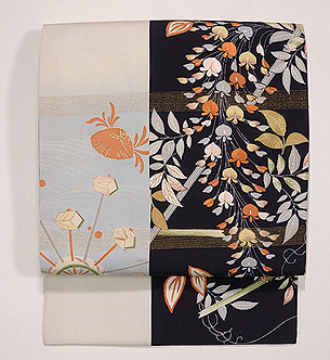 藤と水車、貝名古屋帯