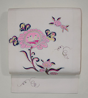 ヒマワリとバラの名古屋帯