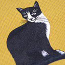 黒猫とバラの花名古屋帯　質感・風合