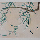 柳にツバメ名古屋帯　前中心