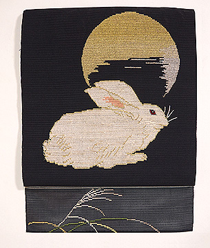 羅織にうさぎの刺繍名古屋帯