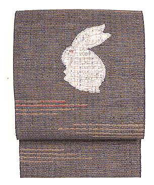 座りうさぎ和紙の名古屋帯