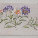 白地花籠の刺繍名古屋帯　前中心