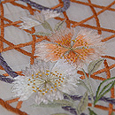 白地花籠の刺繍名古屋帯　質感・風合
