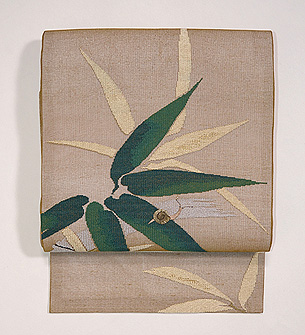 笹にカタツムリ名古屋帯