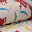 矢羽根にユリの染め名古屋帯 質感・風合