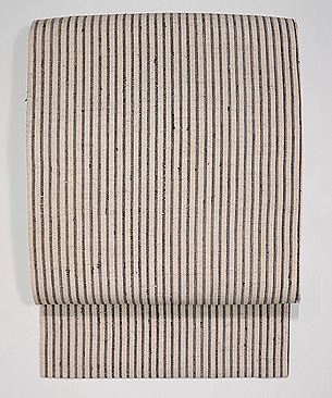 白地に縞木綿の名古屋帯