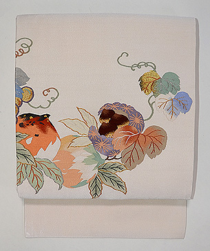 栗とざくろの綴れ名古屋帯