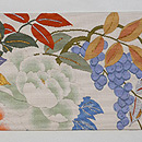 栗とざくろの綴れ名古屋帯 質感・風合