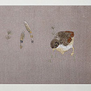 雛鳥につくしとわらび刺繍名古屋帯　前柄