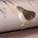 雛鳥につくしとわらび刺繍名古屋帯　質感・風合