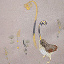 雛鳥につくしとわらび刺繍名古屋帯　質感・風合