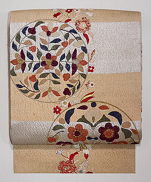 唐草丸紋様名古屋帯