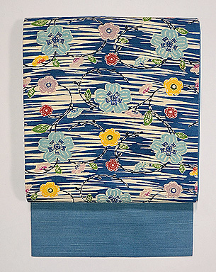 桜唐草の紅型名古屋帯