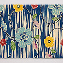 桜唐草の紅型名古屋帯　前柄