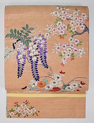 野の四季花々刺繍名古屋帯