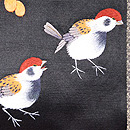 木の実にスズメ刺繍名古屋帯　質感・風合