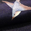 ウグイス一羽の丸帯　質感・風合