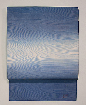 熊谷好博士作　水色杢目の帯