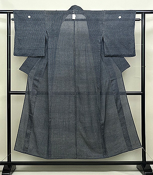 網手江戸小紋絽縮緬三つ紋の単衣