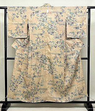 白茶地萩の麻小紋