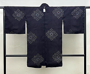 変わり菱紋結城縮の道中着