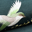 ミモザに青い鳥の刺繍名古屋帯　質感・風合