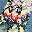 花喰い鳥の刺繍文切継名古屋帯　質感・風合