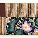 菖蒲の刺繍と織りの継ぎ名古屋帯　前柄