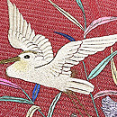 鷺と芦水辺の風景刺繍名古屋帯　質感・風合