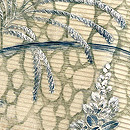 水面に萩と葛、ススキの刺繍絽名古屋帯　質感・風合
