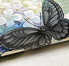 紫陽花と黒アゲハ蝶の名古屋帯　質感・風合