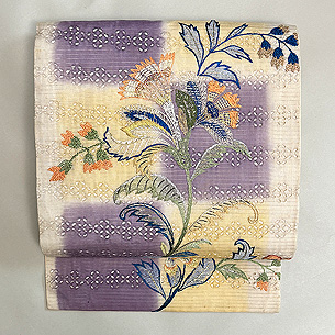 スワトウに唐花刺繍の名古屋帯