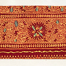 インドネシア青地バティックの名古屋帯　前柄