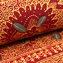 インドネシア青地バティックの名古屋帯　質感・風合