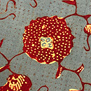 インドネシア青地バティックの名古屋帯　質感・風合