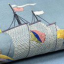 帆船の刺繍名古屋帯　質感・風合