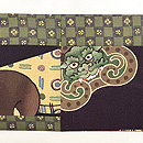 桃太郎文様縮緬の名古屋帯 前柄