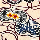 蔦に小花文様型絵染めの名古屋帯　質感・風合