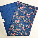 藍木綿地小花文様紅型の名古屋帯　帯裏