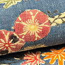 藍木綿地小花文様紅型の名古屋帯　質感・風合