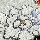 縮緬地雲取りに四季文様の名古屋帯　質感・風合