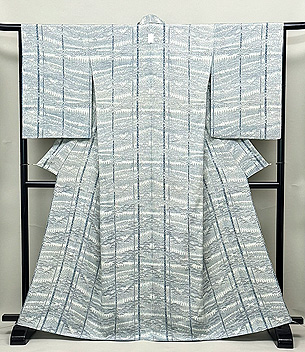 松原工房　樹々の林文様に松文の単衣付下