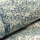 松原工房　樹々の林文様に松文の単衣付下