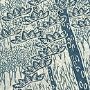 松原工房　樹々の林文様に松文の単衣付下