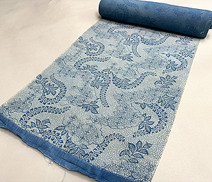 松原工房 大小霰に藤、雲どりに花菱文様小紋着尺